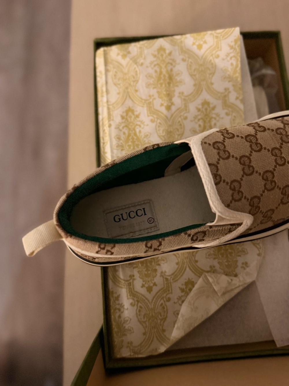 Gucci GG Supreme Slip-On Sneakers - Brown Beige - Picture 8 of 8